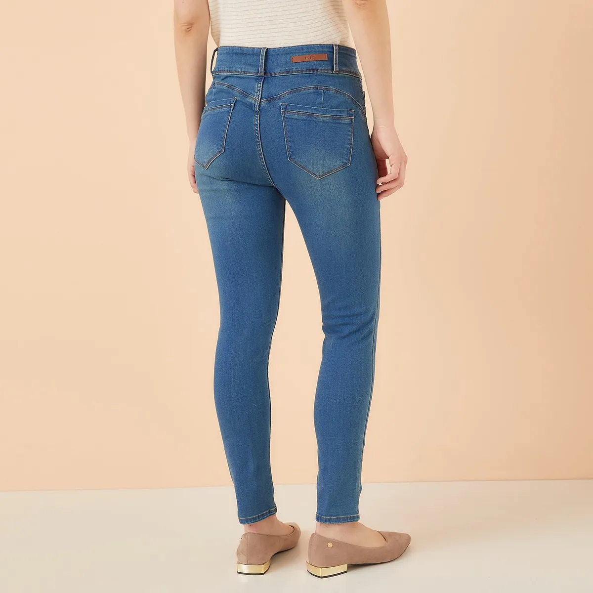 ELLE - Jeans Skinny Tiro Alto Mujer Elle