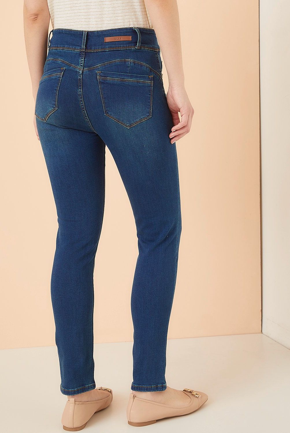 ELLE - Jeans Skinny Tiro Alto Mujer Elle