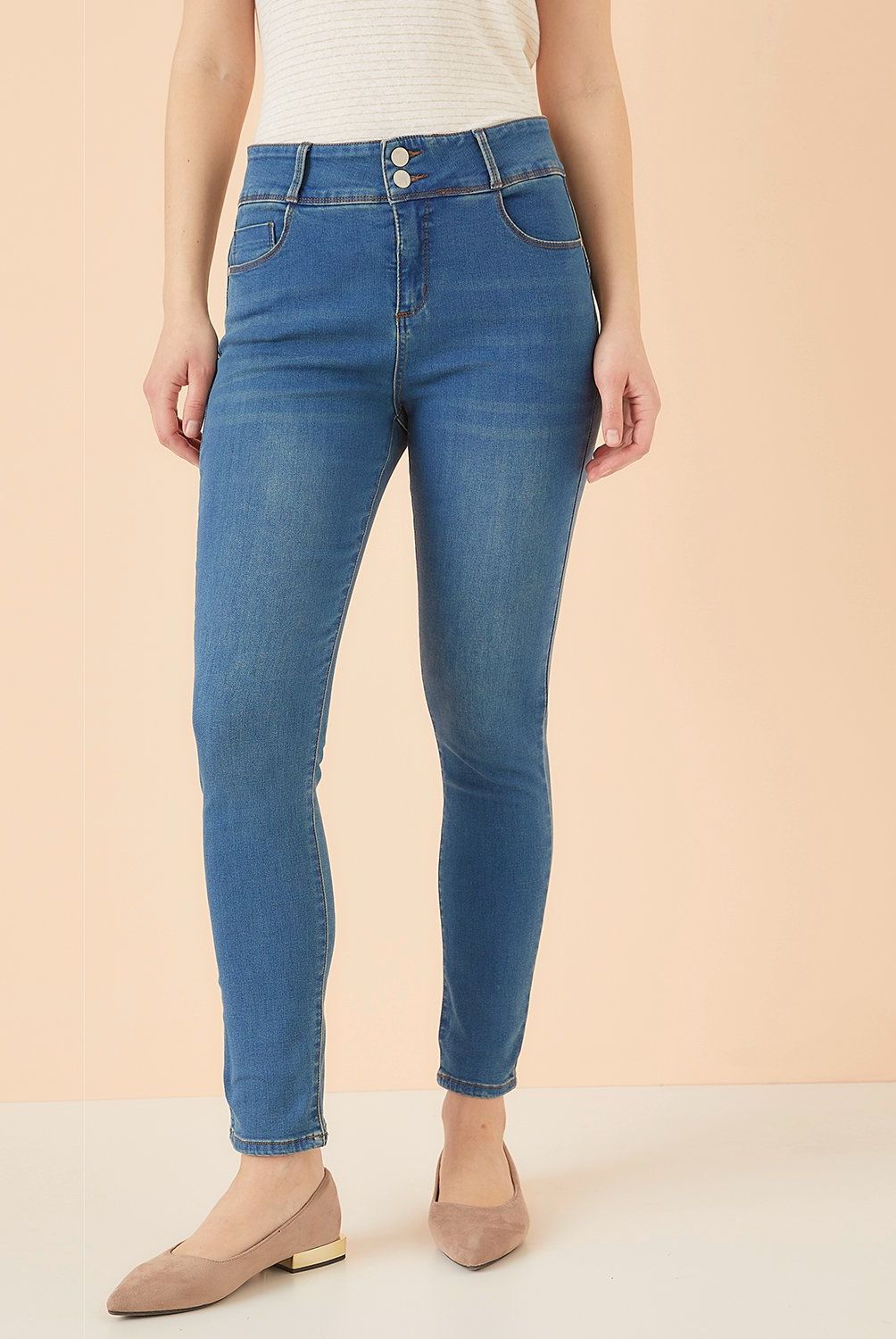 ELLE - Jeans Skinny Tiro Alto Mujer Elle