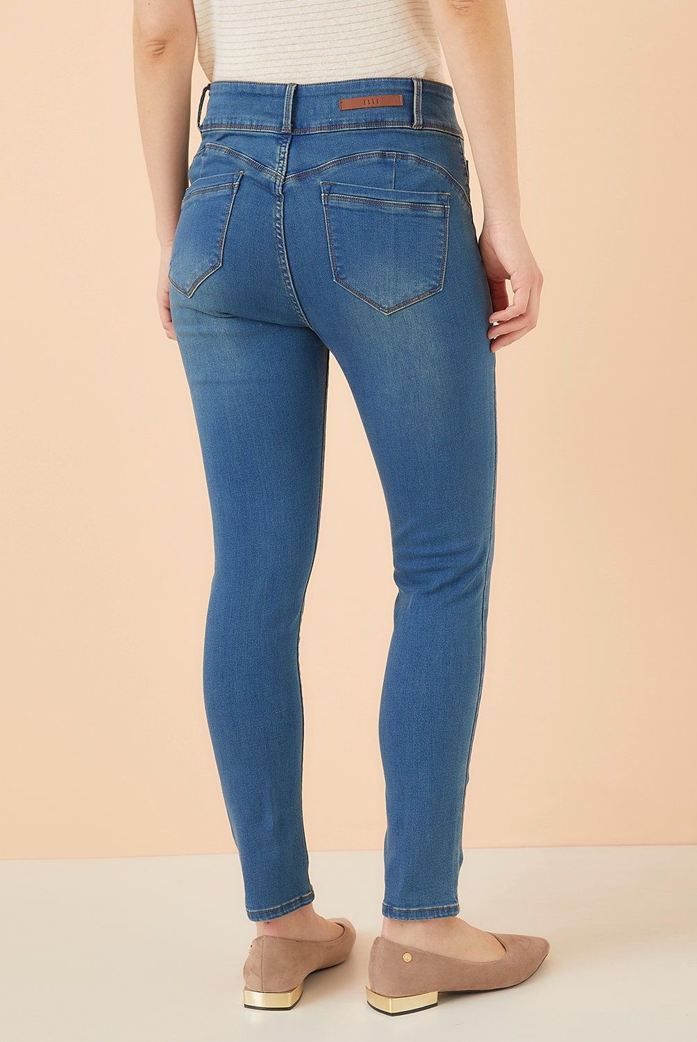 ELLE - Jeans Skinny Tiro Alto Mujer Elle