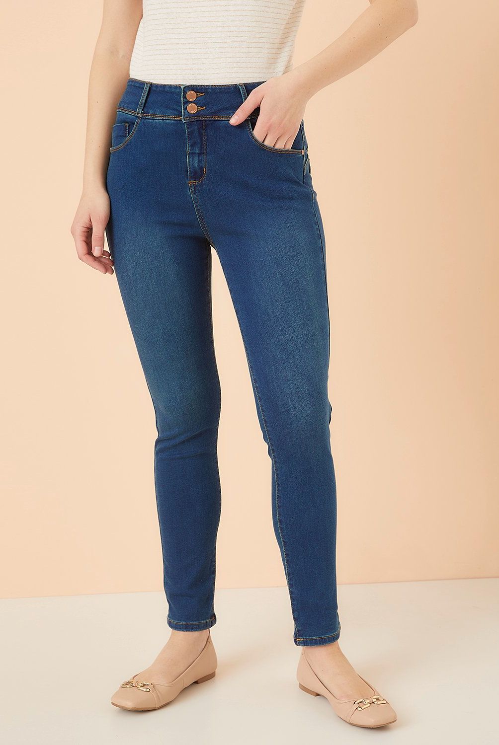 ELLE - Jeans Skinny Tiro Alto Mujer Elle