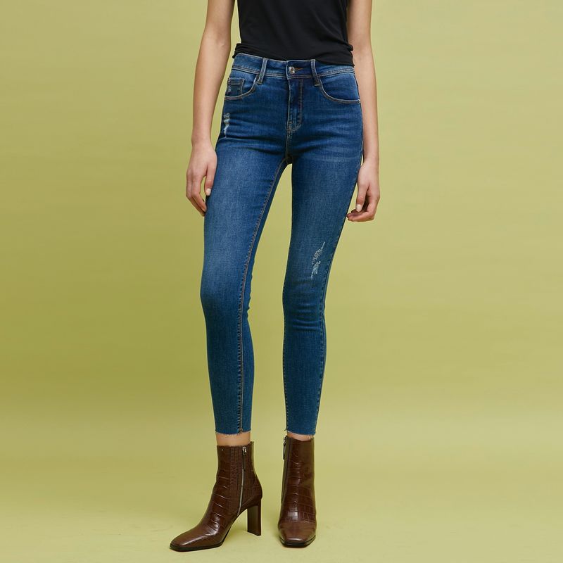 BASEMENT - Jeans Skinny Tiro Medio Basement Mujer Algodón