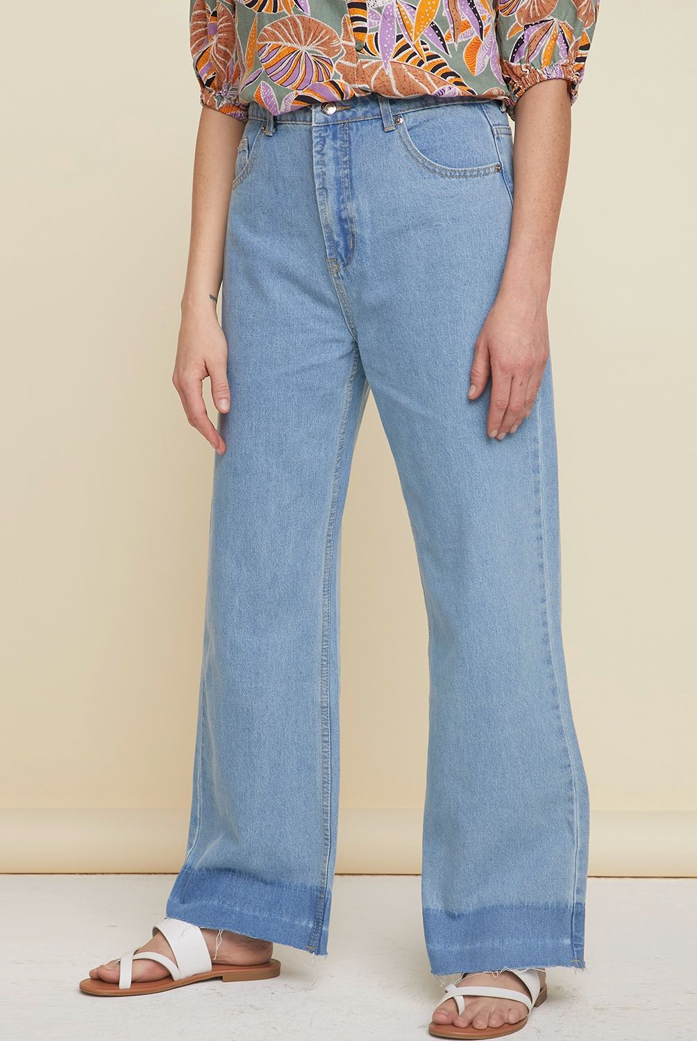 UNIVERSITY CLUB - University Club Jeans Wide Leg Tiro Medio Mujer
