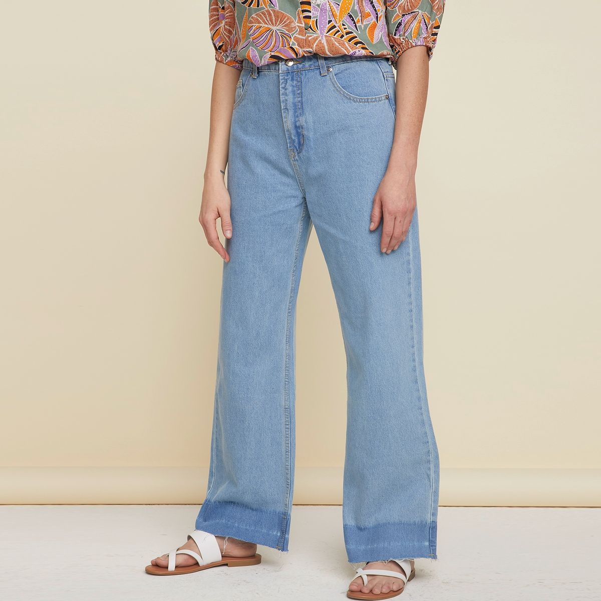 UNIVERSITY CLUB - University Club Jeans Wide Leg Tiro Medio Mujer
