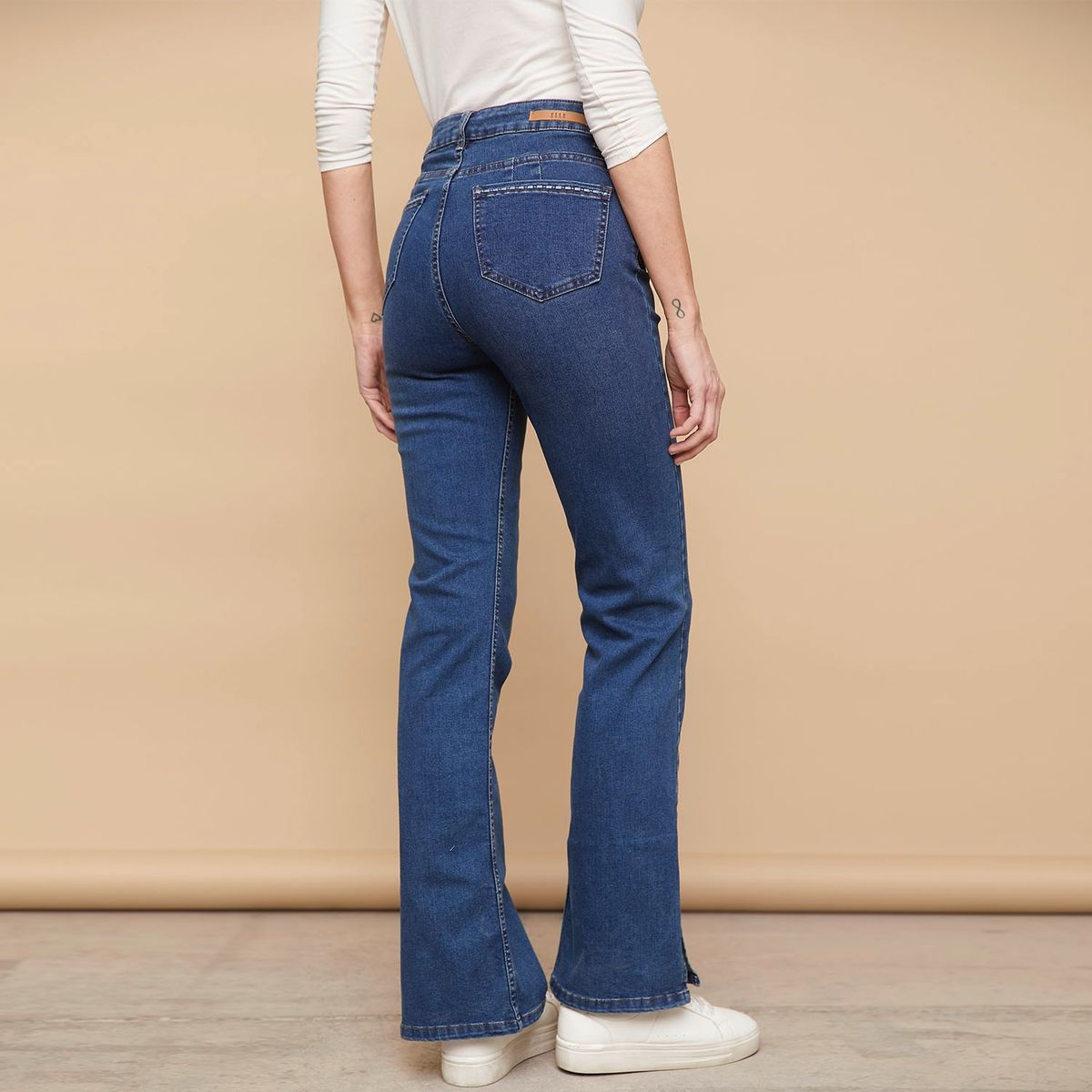 ELLE - Elle Jeans Flare Tiro Alto Mujer