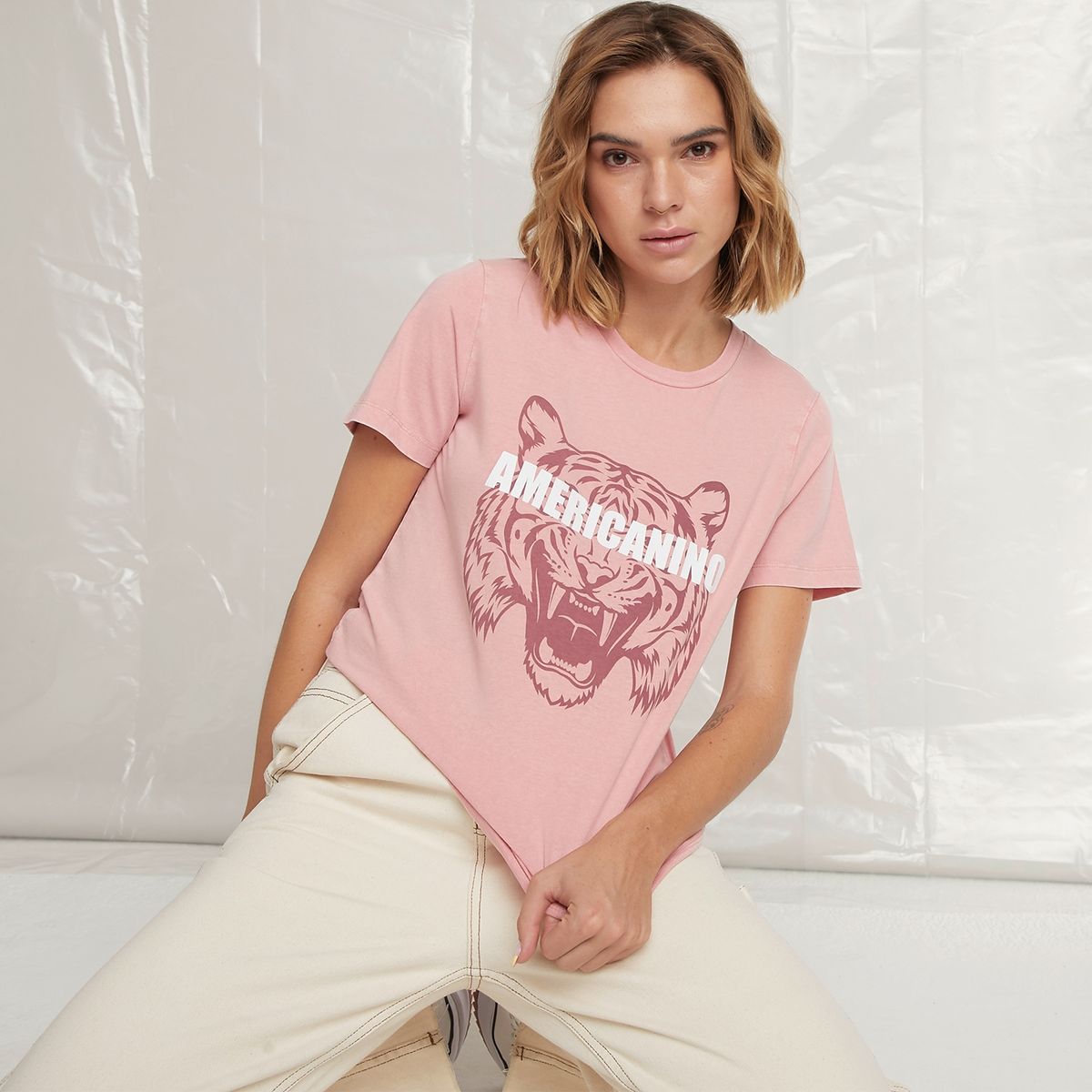 AMERICANINO - Americanino Polera Manga Corta Algodón Mujer