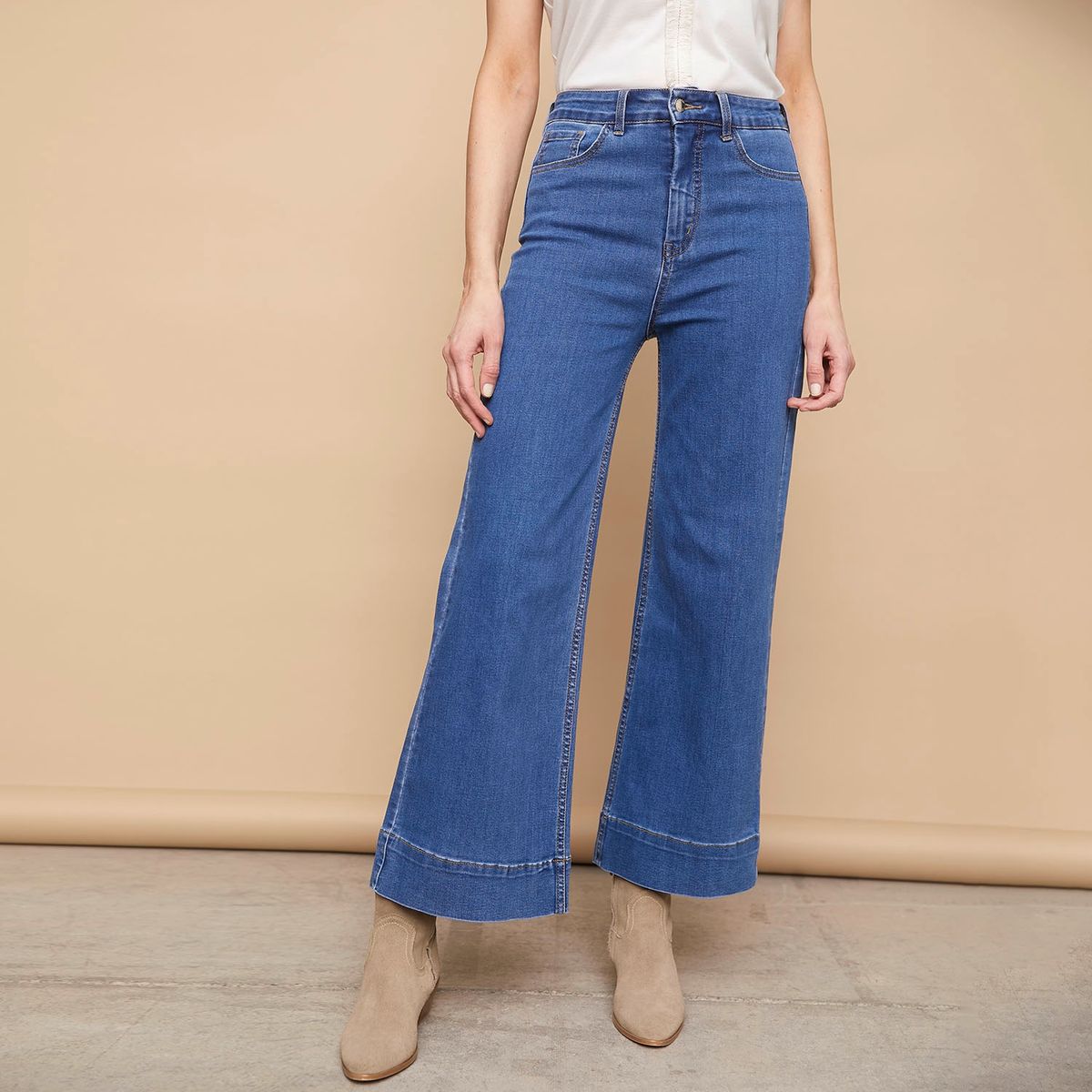 APOLOGY - Apology Jeans Wide Leg Tiro Medio Denim Mujer