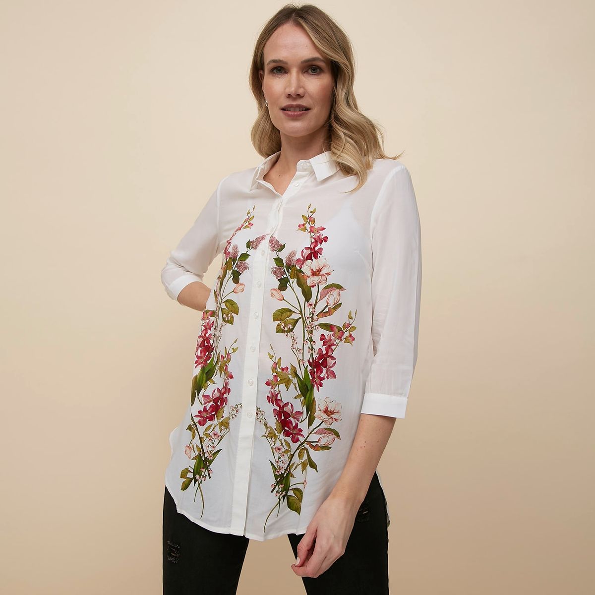 ELLE - Elle Blusa Manga Algodón Mujer