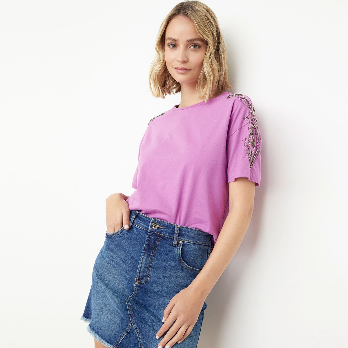 BASEMENT - Basement Polera Manga Corta Algodón Mujer