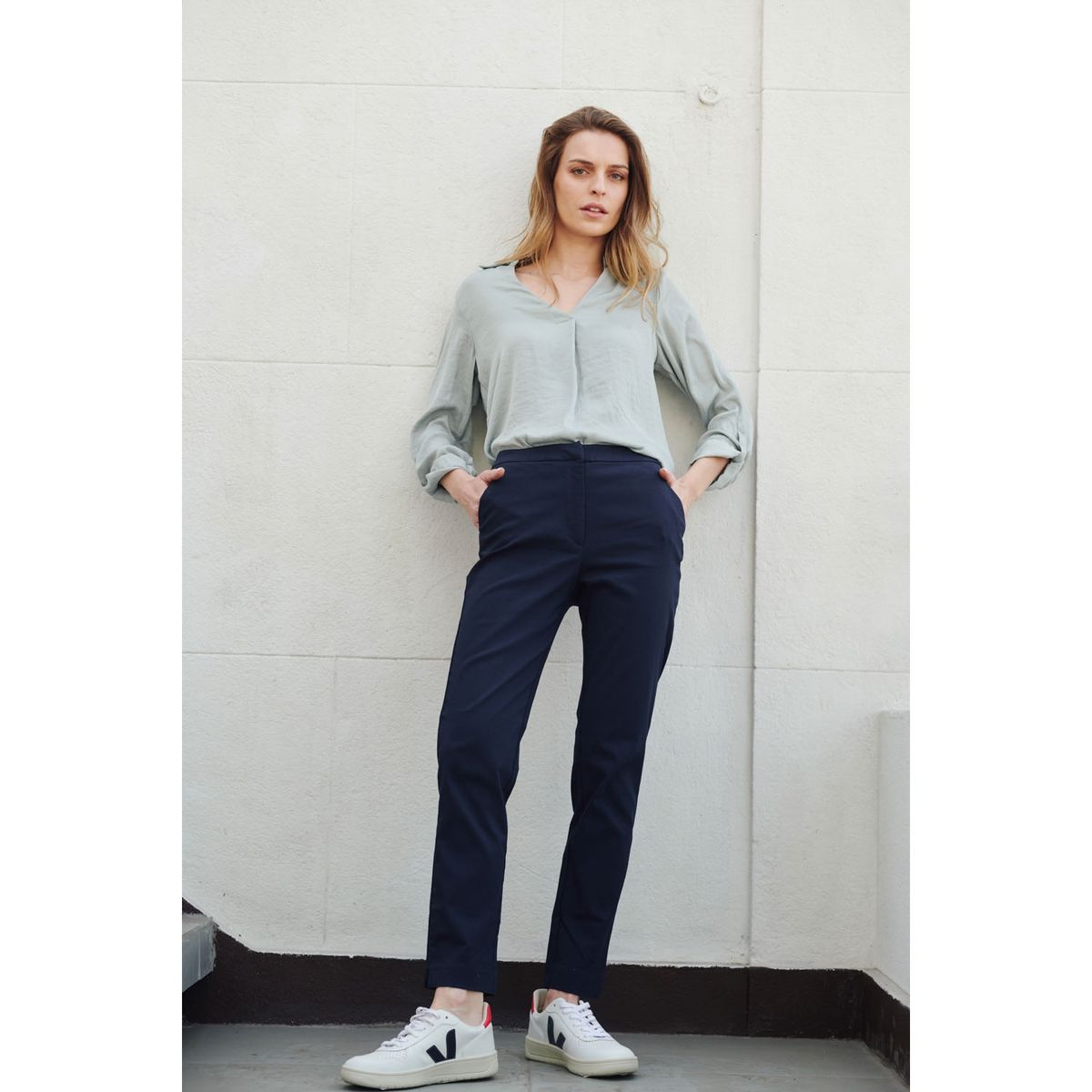 UNIVERSITY CLUB - University Club Pantalon Wide Leg Tiro Alto Mujer