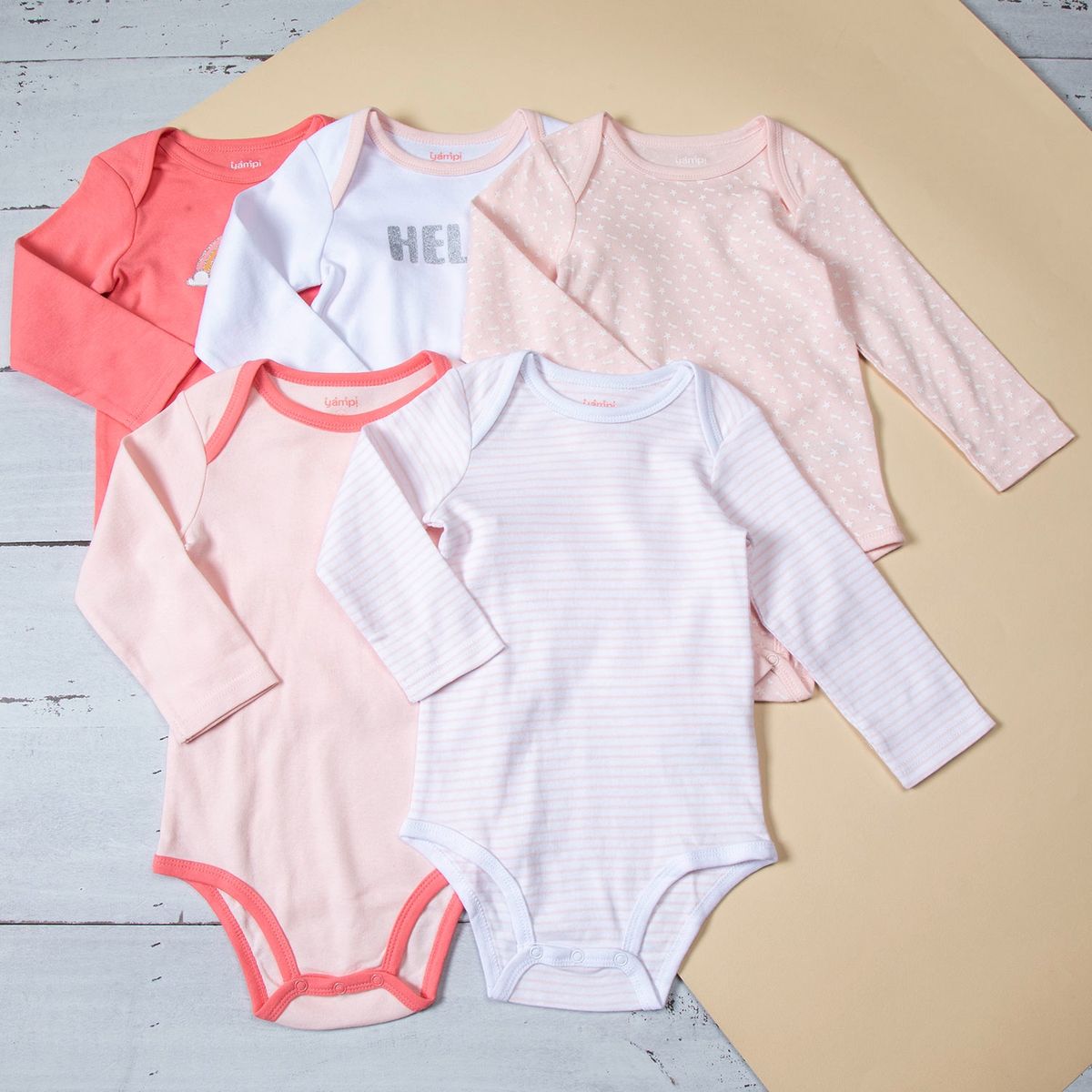 YAMP - Body Pack De 5 Unidades Bebé Niña Manga Larga Yamp