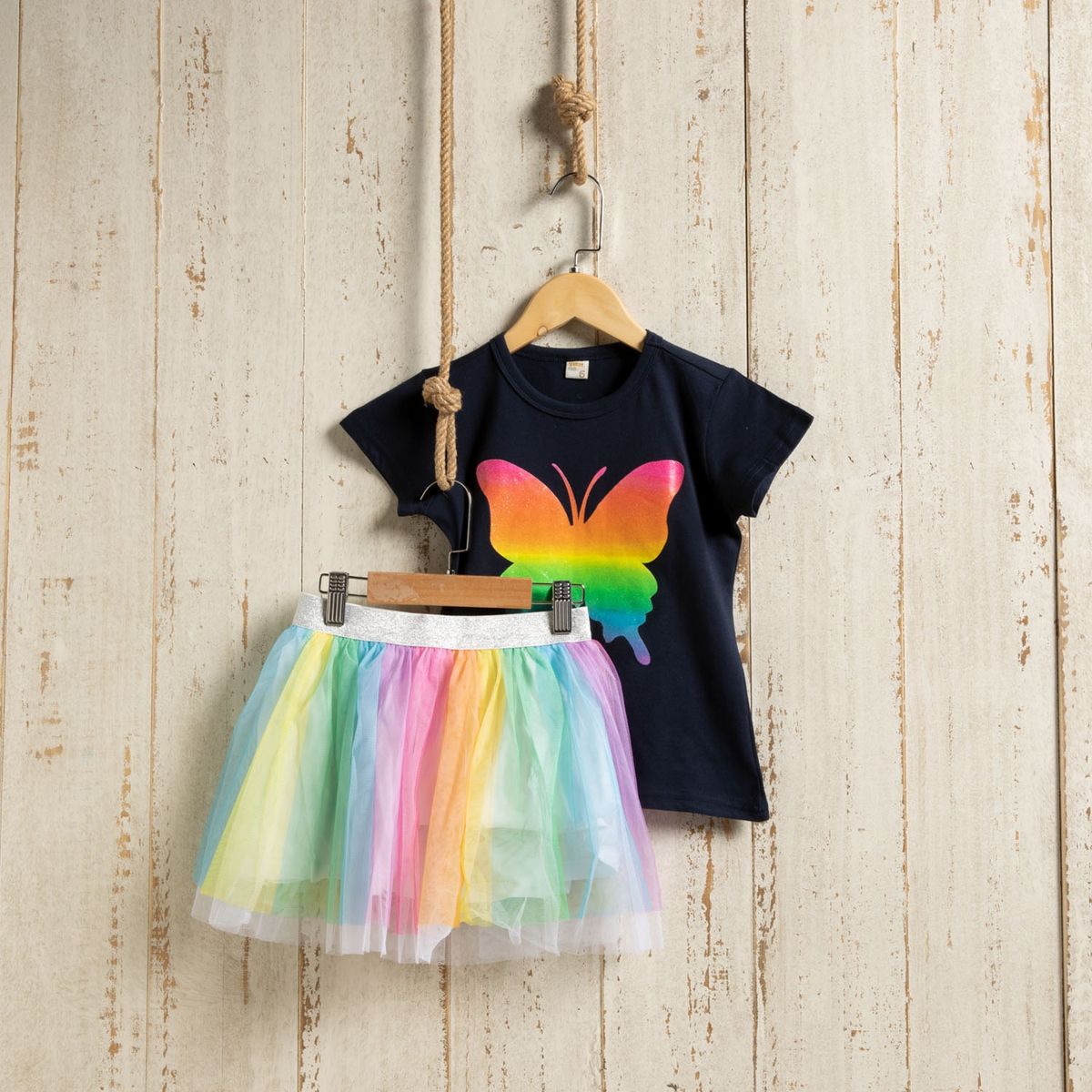 YAMP - Yamp Conjunto 2 Piezas Polera + Falda Tul Tutú Niña