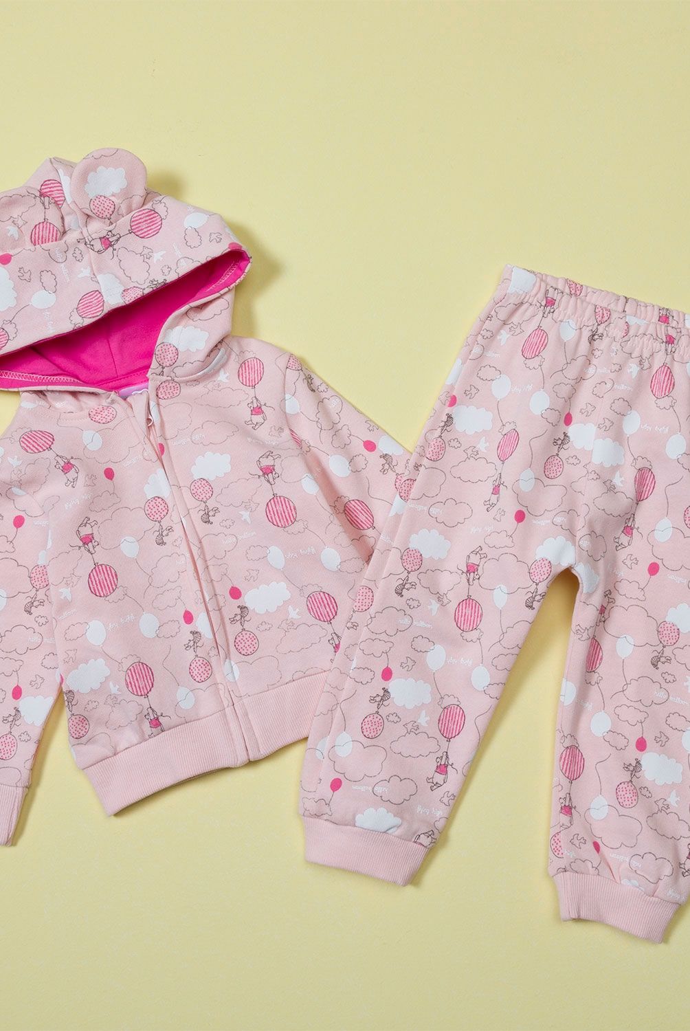 WINNIE THE POOH - Winnie The Pooh Conjunto Polerón + Pantalón De Buzo Bebé Niña Algodón Afranelado