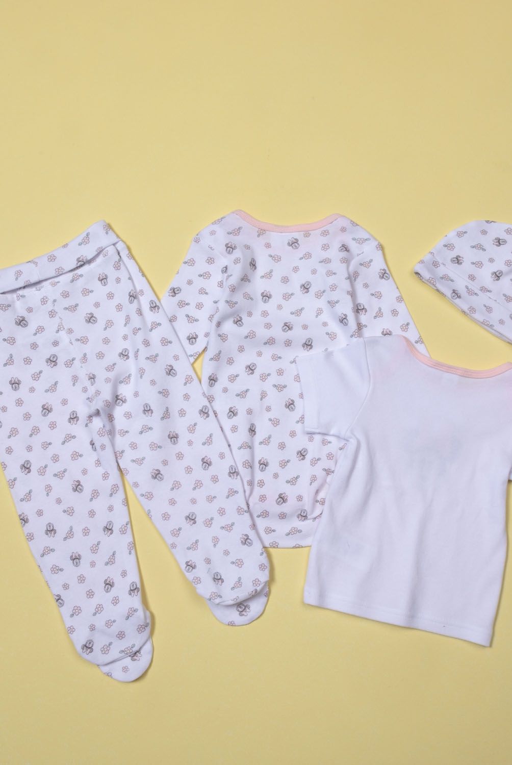 MINNIE - Minnie Conjunto de Pijama Bebé Niña Body + pantalon + polera + gorro Algodón
