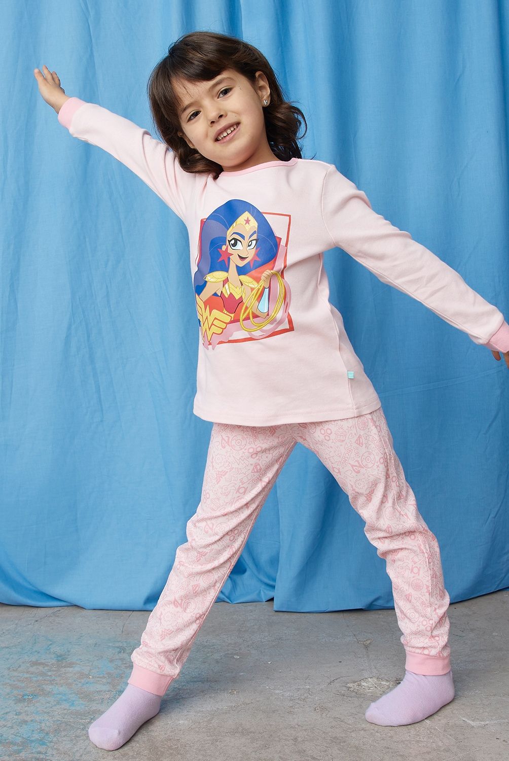 DC SUPER HERO GIRLS - Pijama Niña Manga Larga Algodón Mujer Maravilla