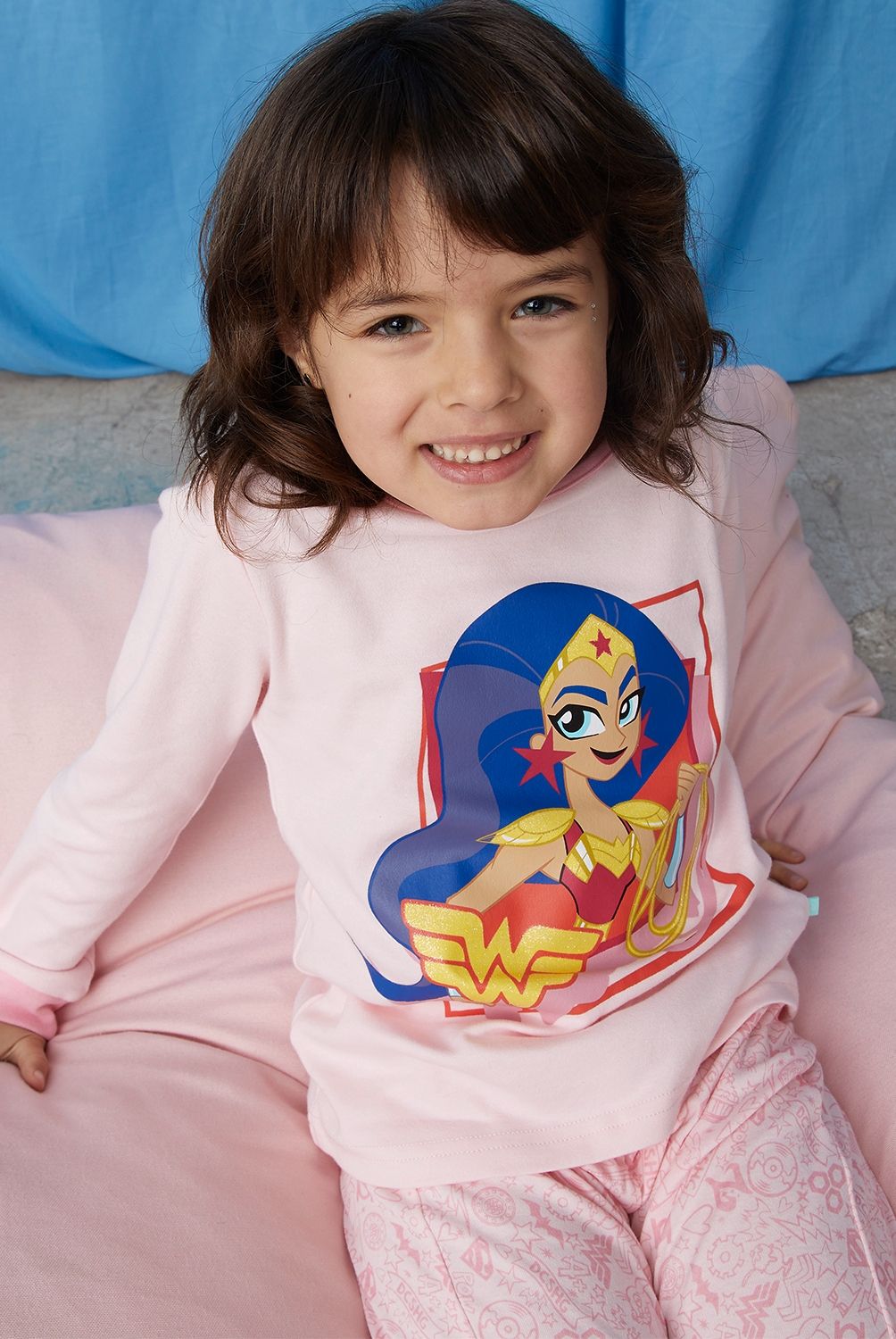 DC SUPER HERO GIRLS - Pijama Niña Manga Larga Algodón Mujer Maravilla
