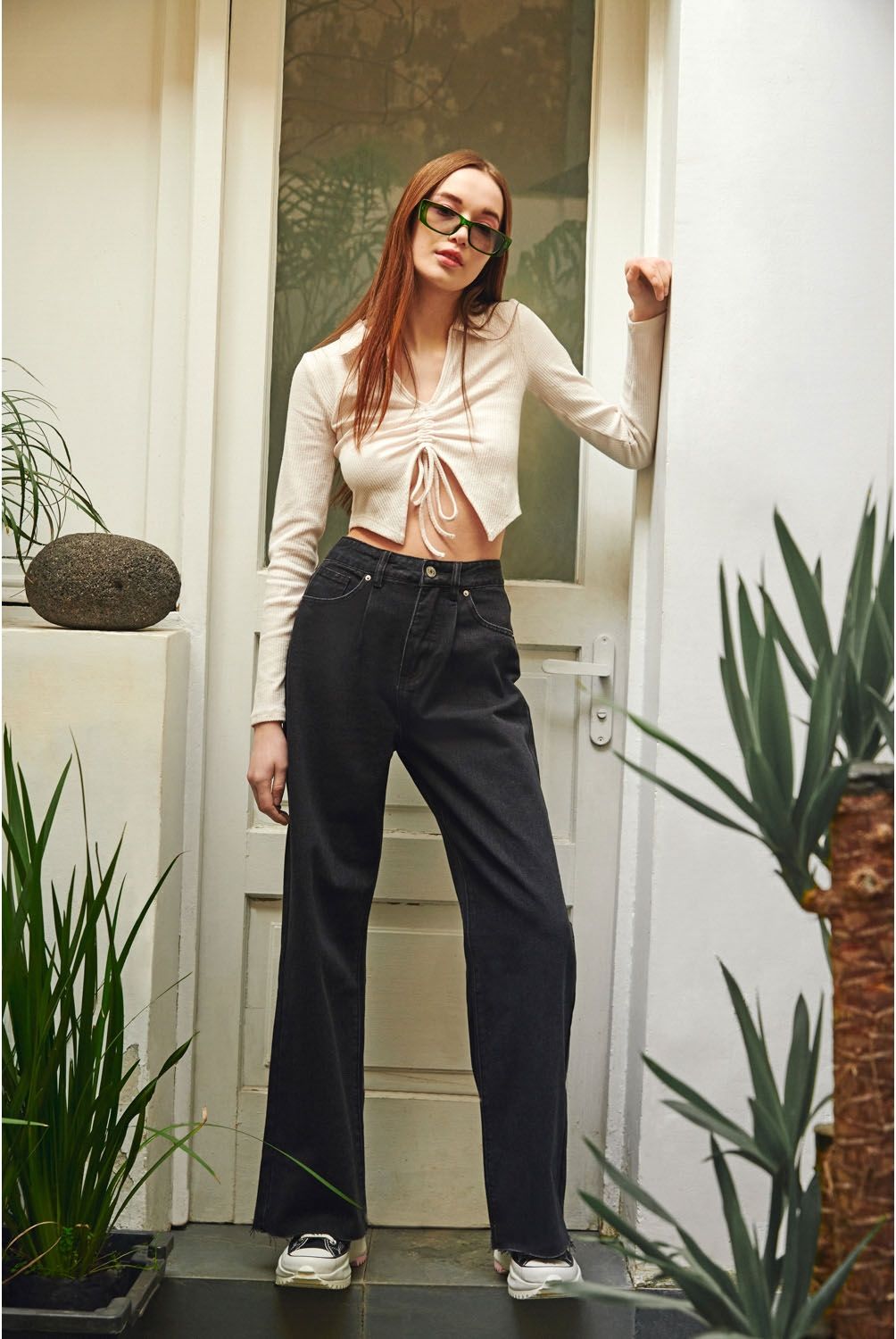 SYBILLA - Sybilla Jeans Wide Leg Tiro Alto Algodón Mujer