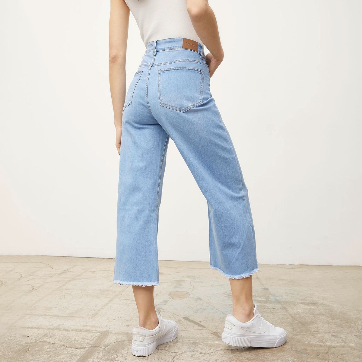 SYBILLA - Jeans Cropped Mujer Sybilla Tiro Alto