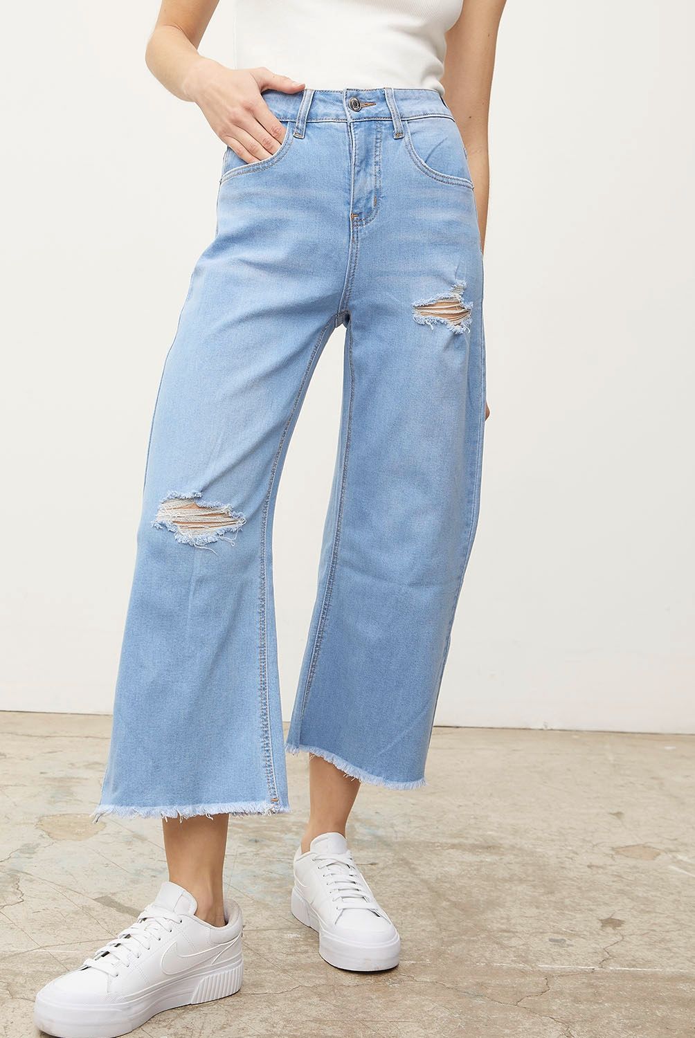 SYBILLA - Jeans Cropped Mujer Sybilla Tiro Alto