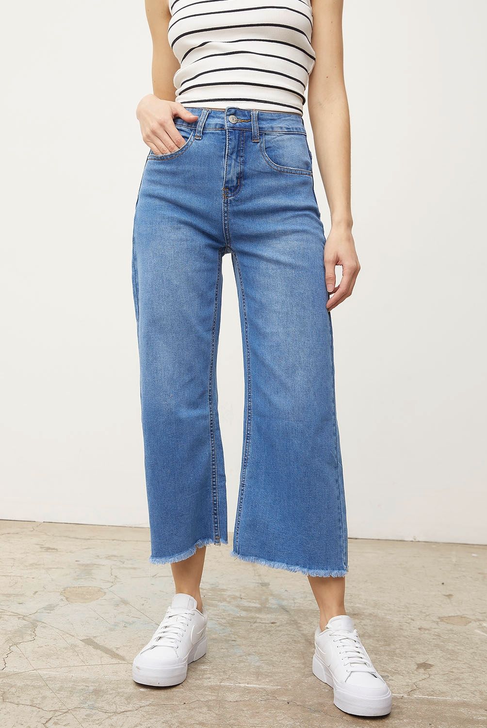 SYBILLA - Jeans Cropped Mujer Sybilla Tiro Alto