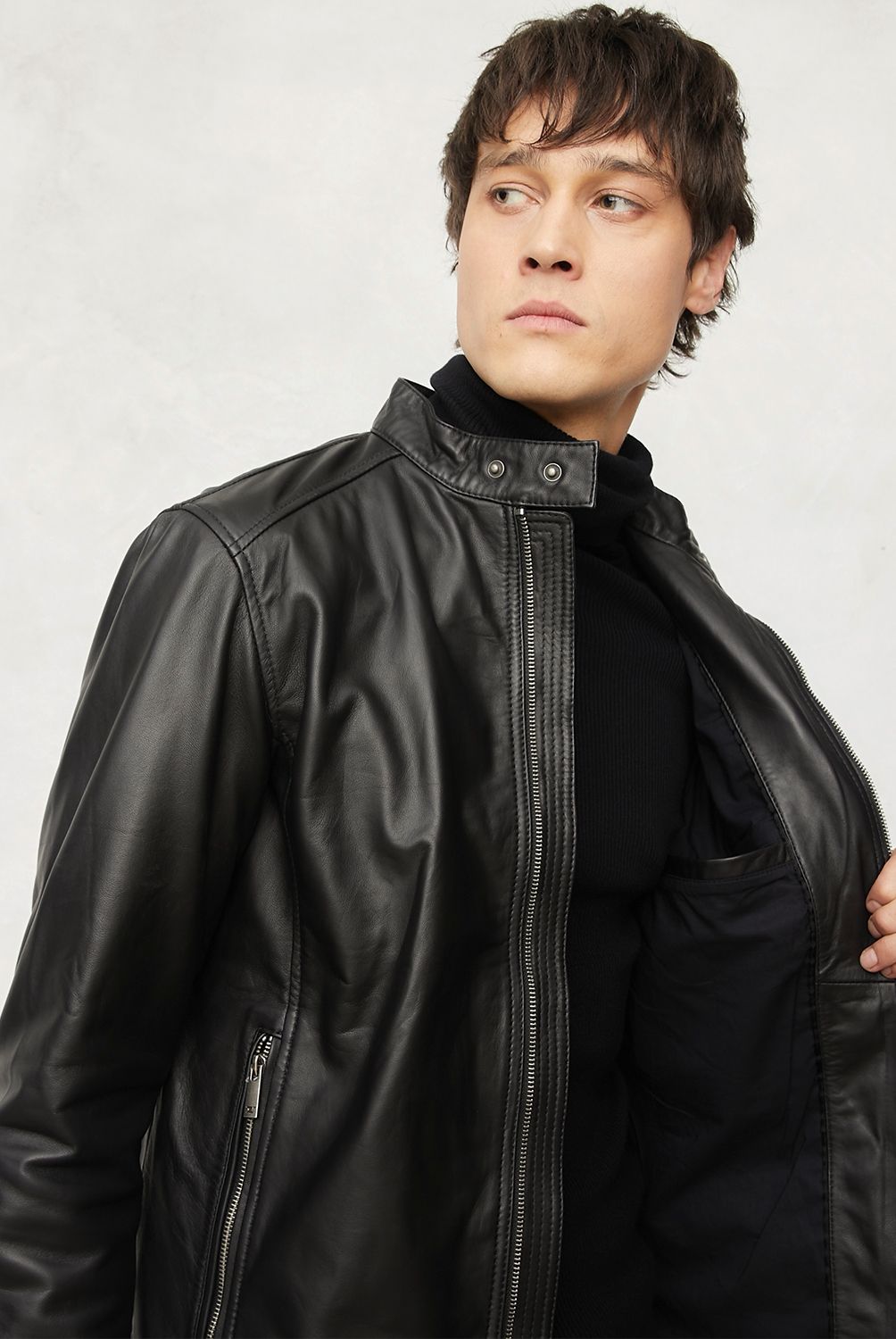 WOLF&HANK - Chaqueta Cuero Wolf&Hank Casual Cierre Metálico Hombre