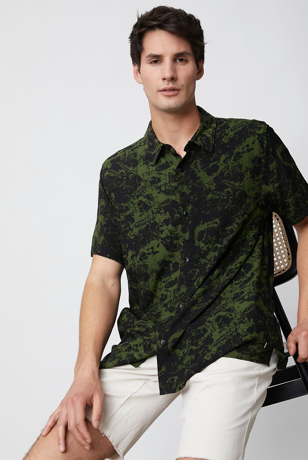 BASEMENT - Basement Camisa Guayabera Manga Corta Algodón Hombre