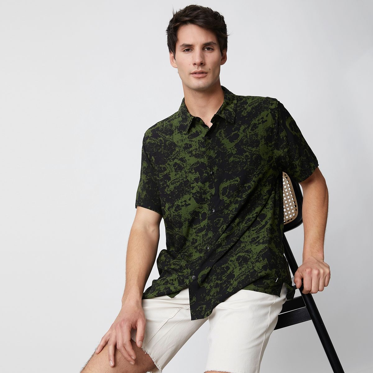 BASEMENT - Basement Camisa Guayabera Manga Corta Algodón Hombre