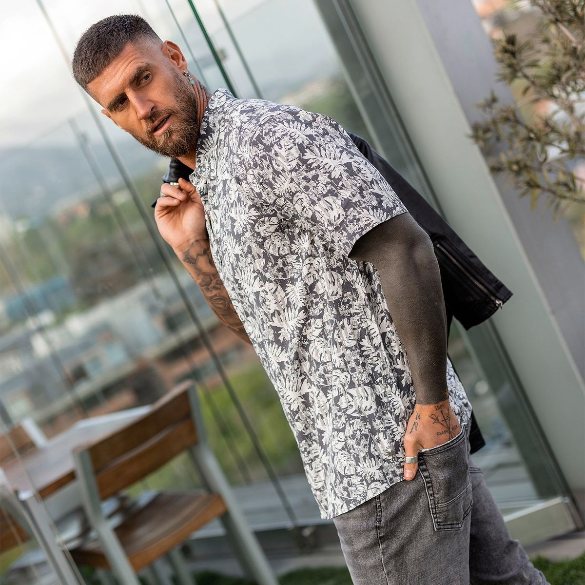 BASEMENT - Basement Camisa Guayabera Manga Corta Algodón Hombre