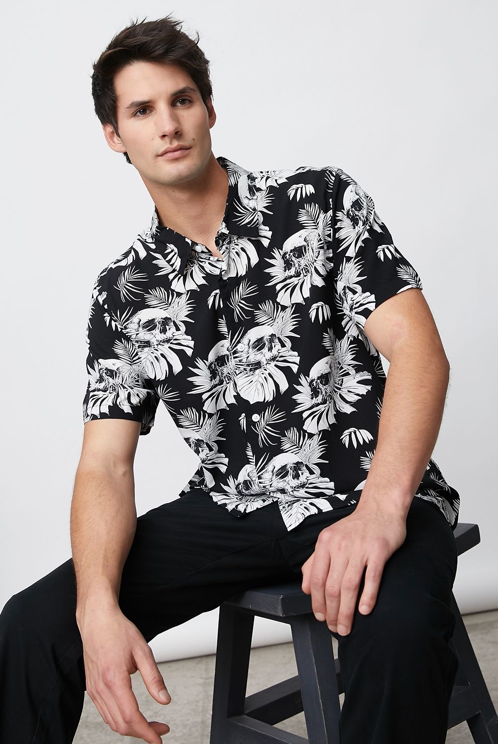 BASEMENT - Basement Camisa Guayabera Manga Corta Algodón Hombre
