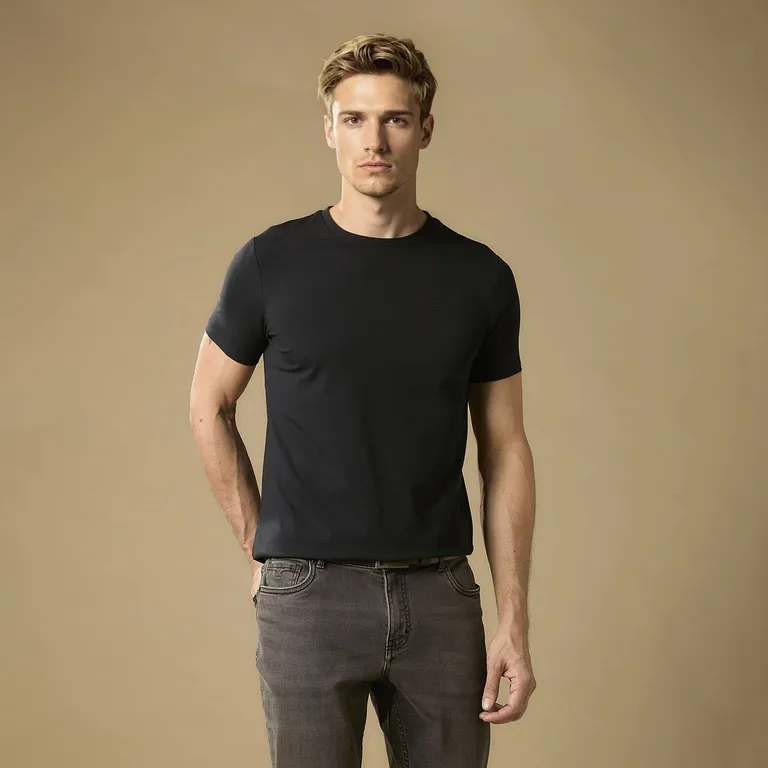 Polera Manga Corta Algodón Hombre Diseño Liso