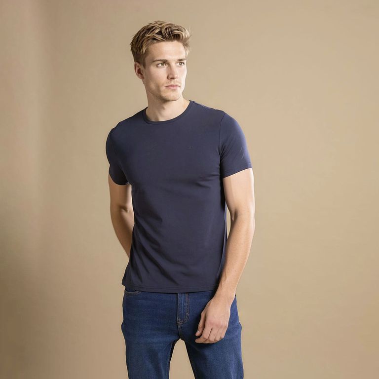 Polera Manga Corta Algodón Hombre Diseño Liso