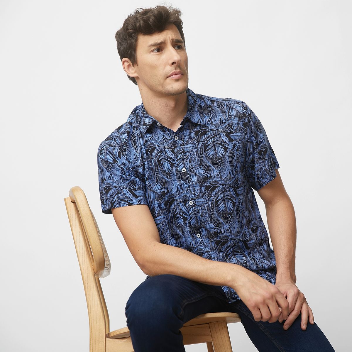 NEWPORT - Camisa Casual Manga Corta Viscosa Hombre Newport
