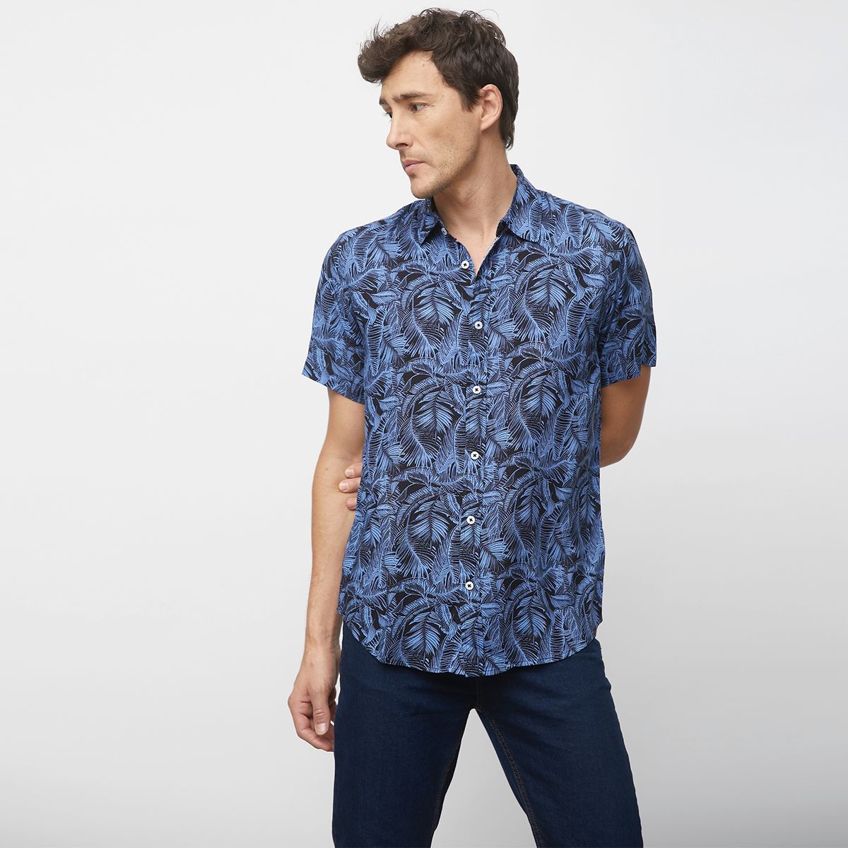 NEWPORT - Camisa Casual Manga Corta Viscosa Hombre Newport