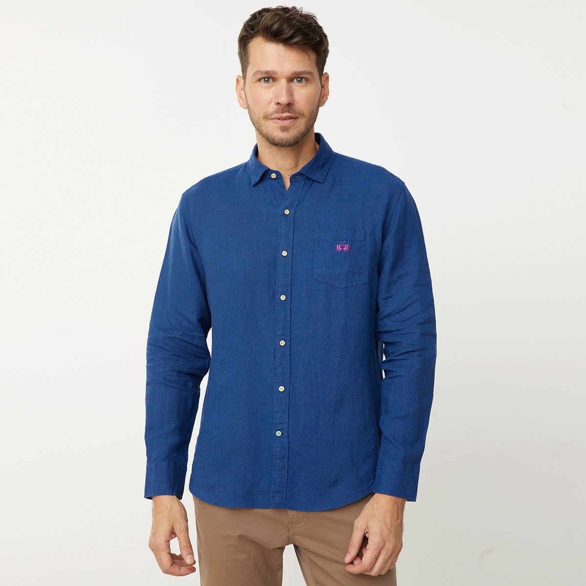 LA MARTINA - La Martina Camisa Regular Fit 100% Lino Europeo Teñida En Prenda Hombre