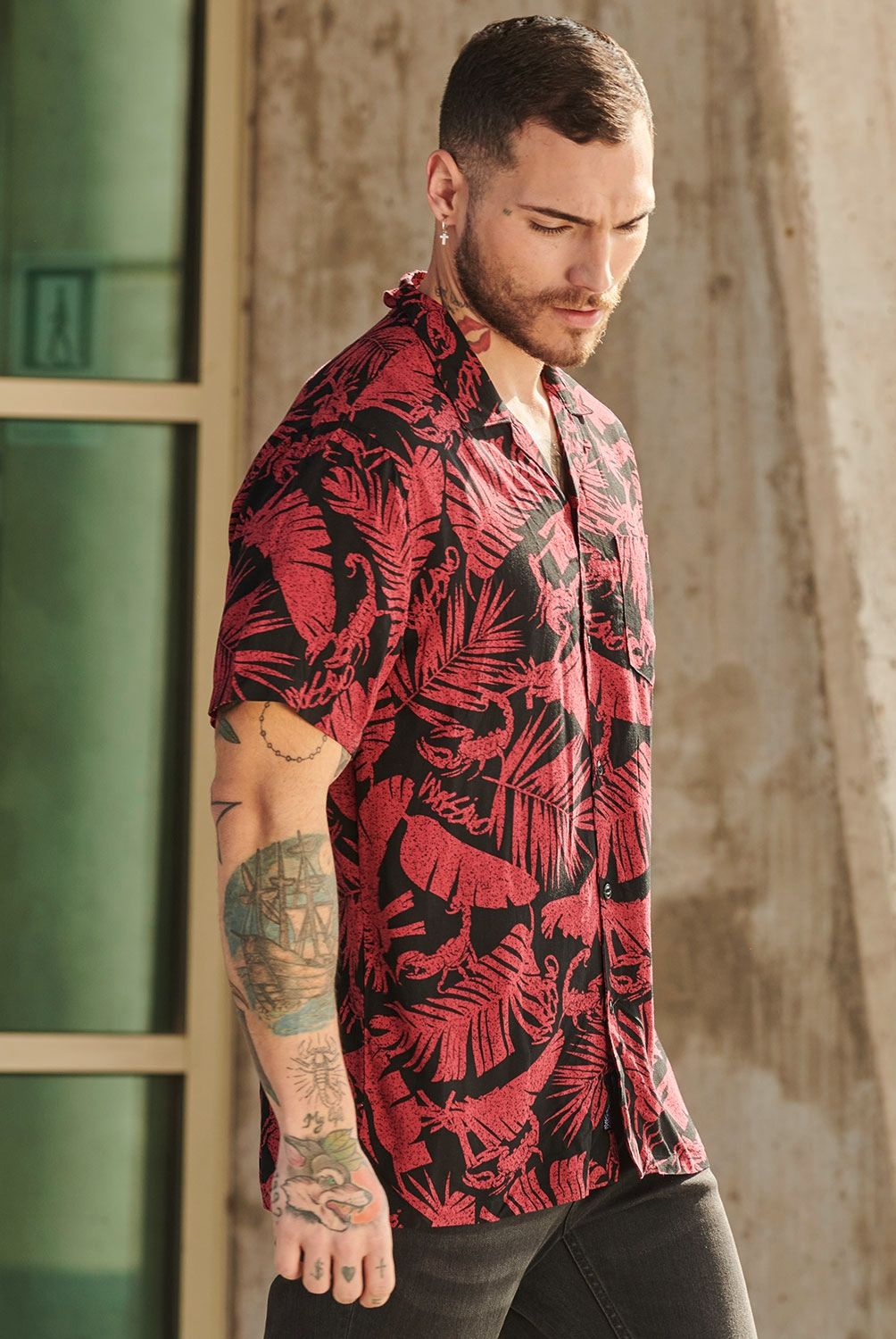 MOSSIMO - Mossimo Camisa Casual Manga Corta Viscosa Hombre