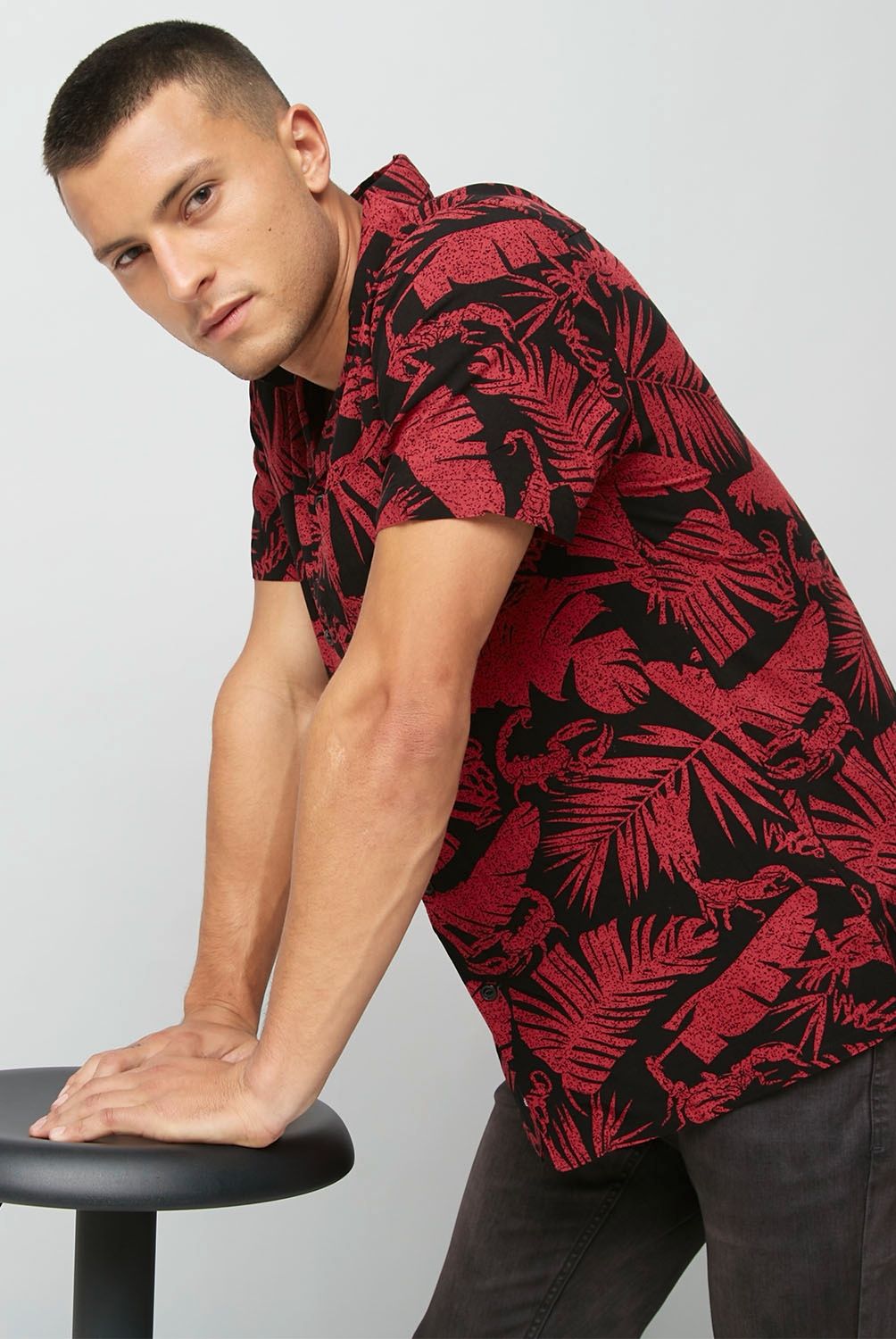 MOSSIMO - Mossimo Camisa Casual Manga Corta Viscosa Hombre