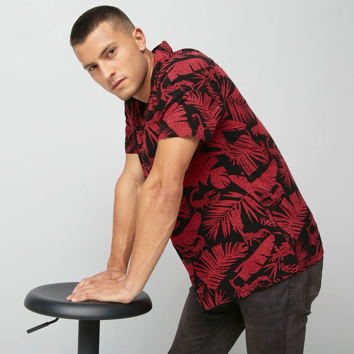 MOSSIMO - Mossimo Camisa Casual Manga Corta Viscosa Hombre