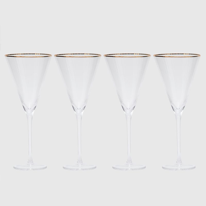 BASEMENT HOME - Set 4 Copas Vino Borde Dorado Vidrio Acanalado 340 ml Basement Home