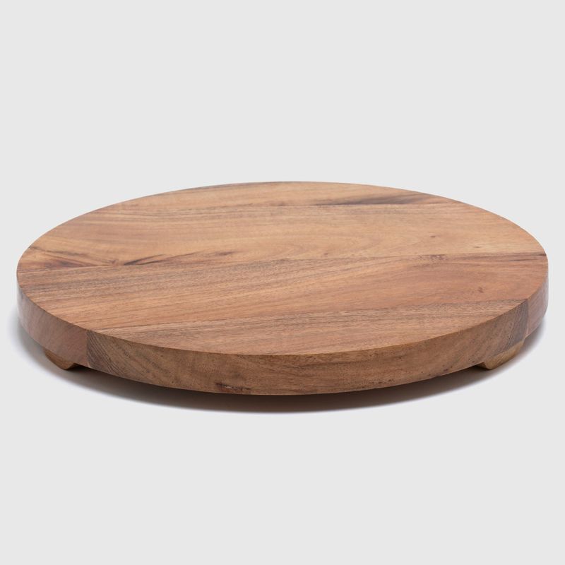 CASA CANTABRIA - Pedestal Redondo Diseño Acacia Washed Madera 32 cm Casa Cantabria