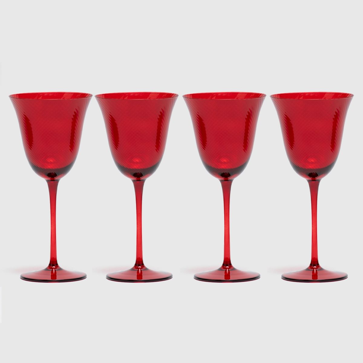 ROBERTA ALLEN - Set 4 Copas Vino Rojas Vidrio Acanalado 340 ml Roberta Allen