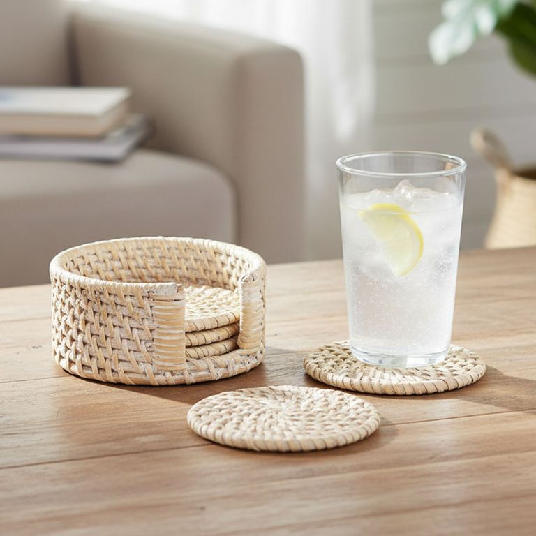 CASA CANTABRIA Set 4 Posavasos Rattan Washed