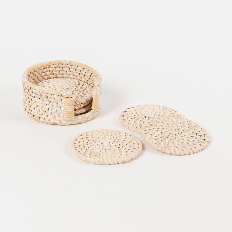 CASA CANTABRIA - Set 4 Posavasos Rattan Washed Casa Cantabria