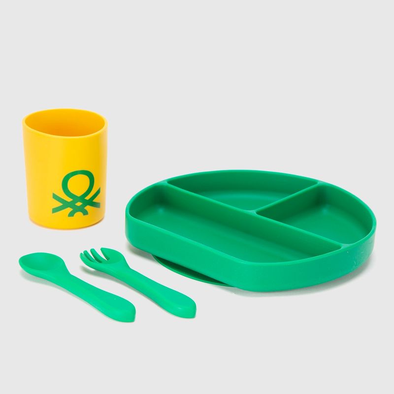 BENETTON - Set Plato, Cubiertos y Vaso Benetton Kids