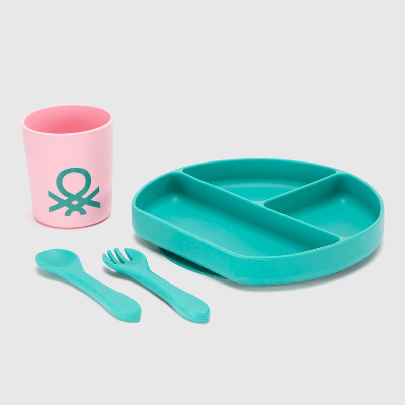 BENETTON - Set Plato, Cubiertos y Vaso Benetton Kids