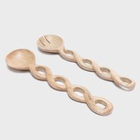 Set X2 Piezas De Servir Wood Trenzado