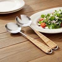 Set X2 Piezas De Servir Rattan Natural