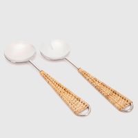 Set X2 Piezas De Servir Rattan Natural