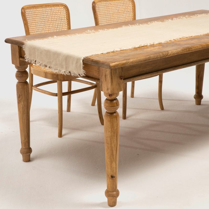 CASA CANTABRIA - Camino De Mesa Flecos Beige Lino 160X40Cm Casa Cantabria
