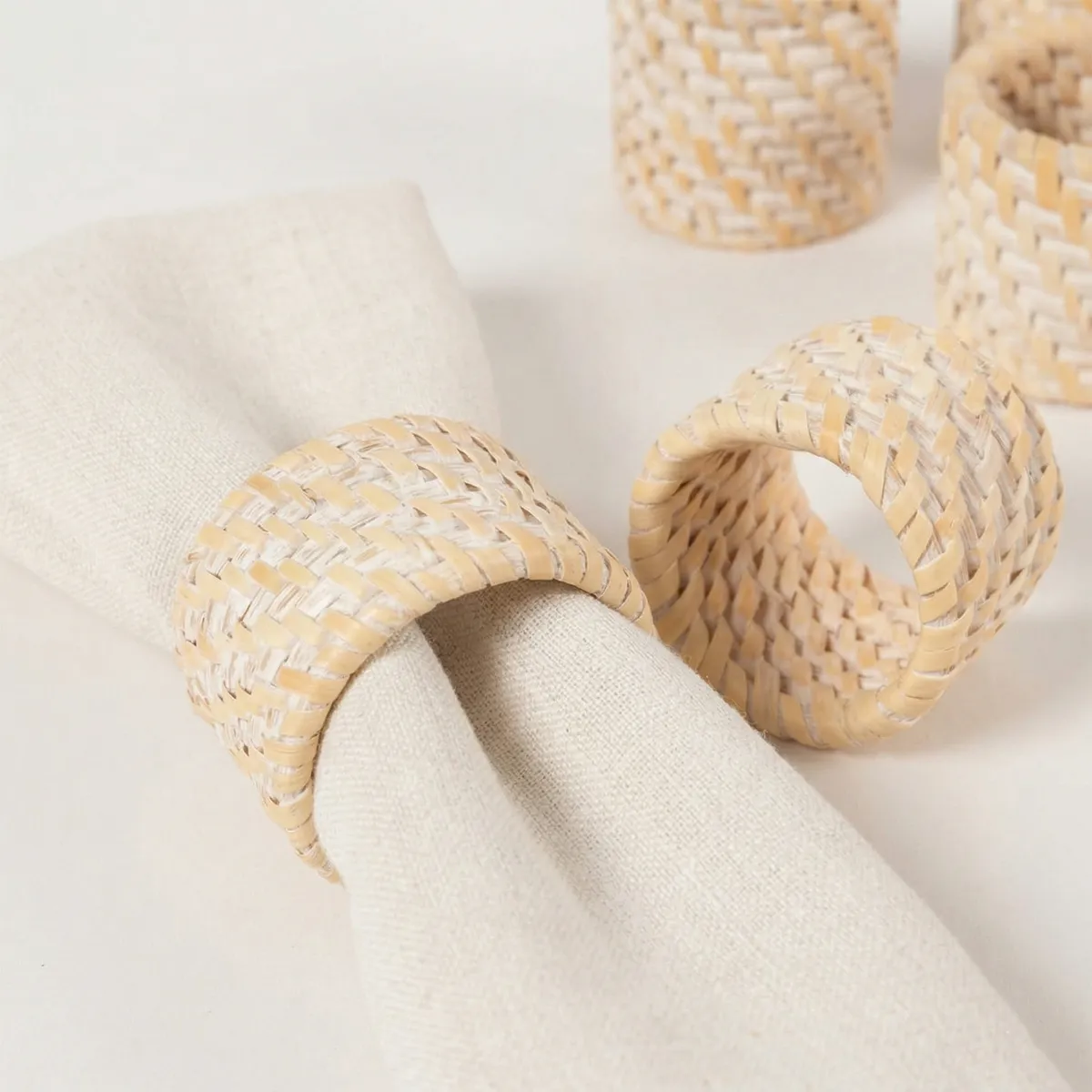 CASA CANTABRIA - Set 4 Anillo Para Servilleta Diseño Ratán Casa Cantabria