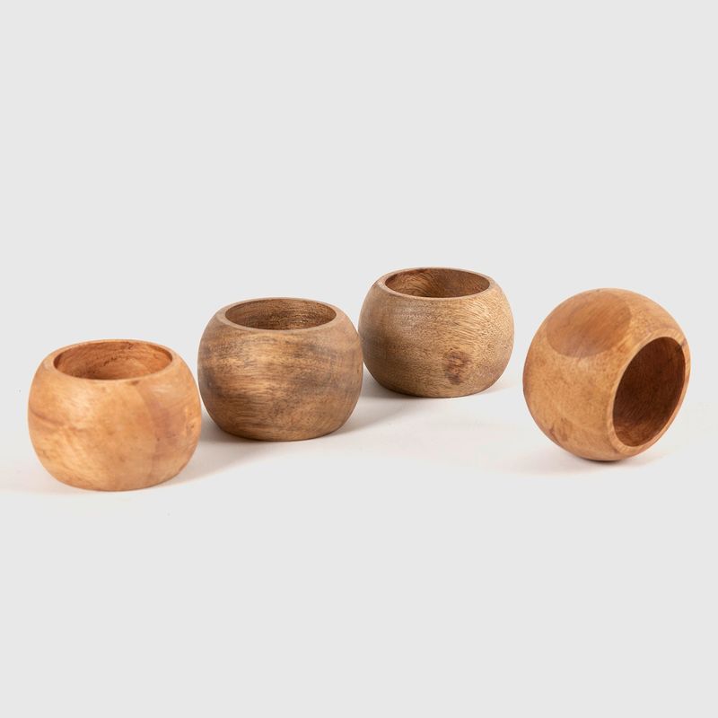 CASA CANTABRIA - Set X 4 Anillo Para Servilleta Diseño Madera Natural Casa Cantabria